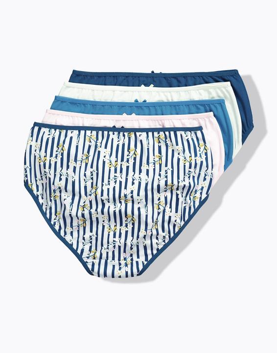 Immagine prodotto Ulla Popken Midislips, 5er-Pack, Blüten/einfarbig (54, Confezione da 5 pezzi)