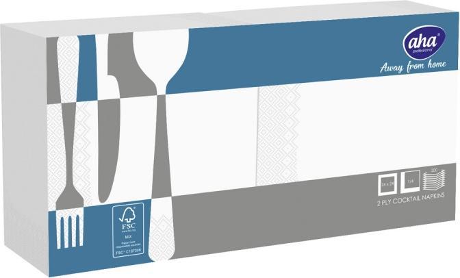 Produktbild Aha Servietten AFH, 2-lagig, Falzung 1/4, 24x24 cm, 200 Stück, weiss (200 x, 24 x 24 cm)