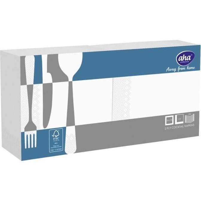 Aha, Tovaglioli, Tovaglioli AFH, 2 strati, piega 1/4, 24x24 cm, 200 pezzi, bianchi (200 x, 24 x 24 cm)