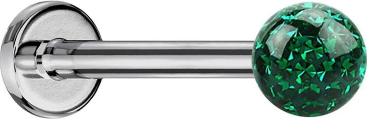 Immagine prodotto Star Piercing Micro Labret argento con sfera di cristallo verde e strato protettivo epossidico (Titanio, senza ottone)