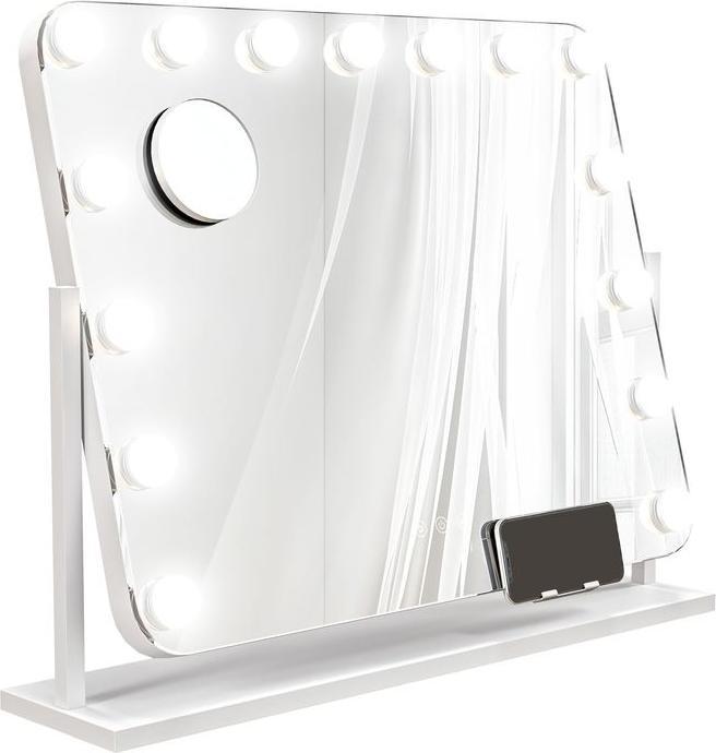 Actual product image Swisshandel24 LED-Kosmetikspiegel, 3 Lichtmodi, dimmbar, Touchsteuerung, USB, 62,5 x 49,5cm, Weiss