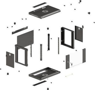 Produktbild Lanberg 19 6HE 540x350 schwarz Wandmontage Rackschrank mit Glastür (Flat Pack) (10.86 HE, 19 Zoll Rack)
