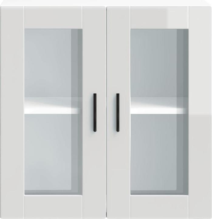 Image du produit VidaXL Armoire suspendue de cuisine avec porte en verre Porto blanc brillant Armoire murale de cuisine (60 x 31 x 60 cm)