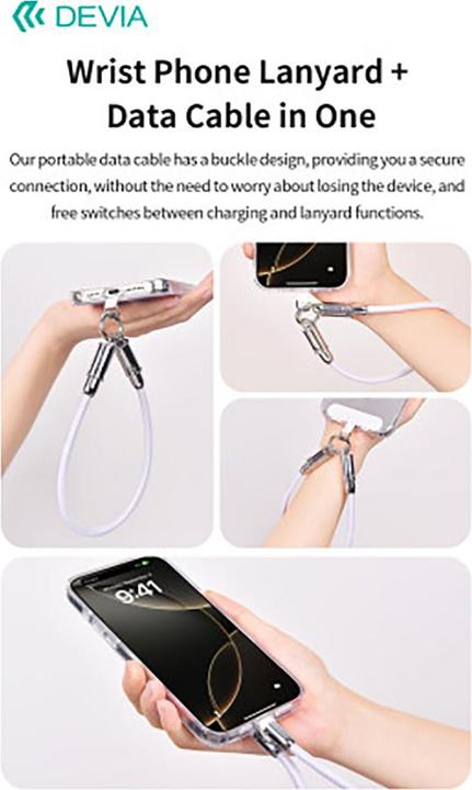Actual product image Devia cable lanyard 2in1 PD USB-C - USB-C 0,3 m 60W purple (0.30 m, 60 W)