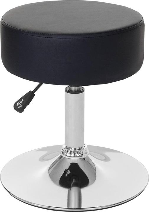 Actual product image Swisshandel24 2x Stool, seat stool make-up stool, height adjustable Ø 35cm imitation leather, black