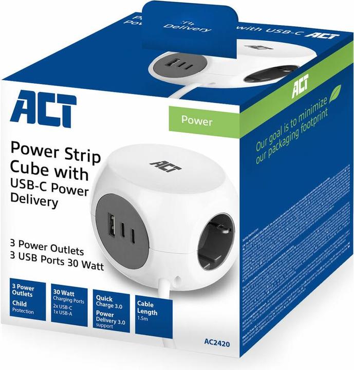 Actual product image ACT AC2420 (3 x, CEE 7/3, 1.50 m)