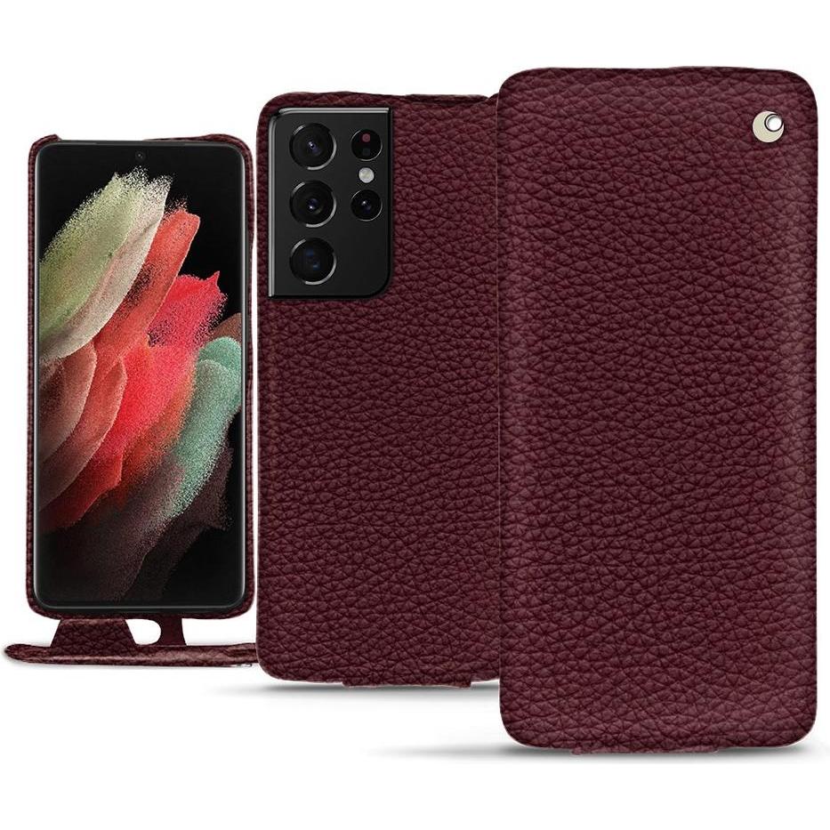 Noreve Lederschutzhülle vertikal (Samsung Galaxy S21 Ultra), Smartphone Hülle, Violett