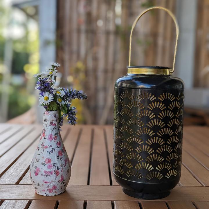 Actual product image ProGarden Solar lantern, metal, black, set of 2