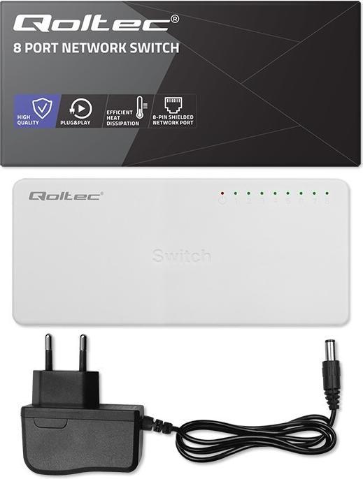 Productafbeelding Qoltec Netzwerk-Switch 8xRJ45-Port 100Mbps LAN (8 Havens)