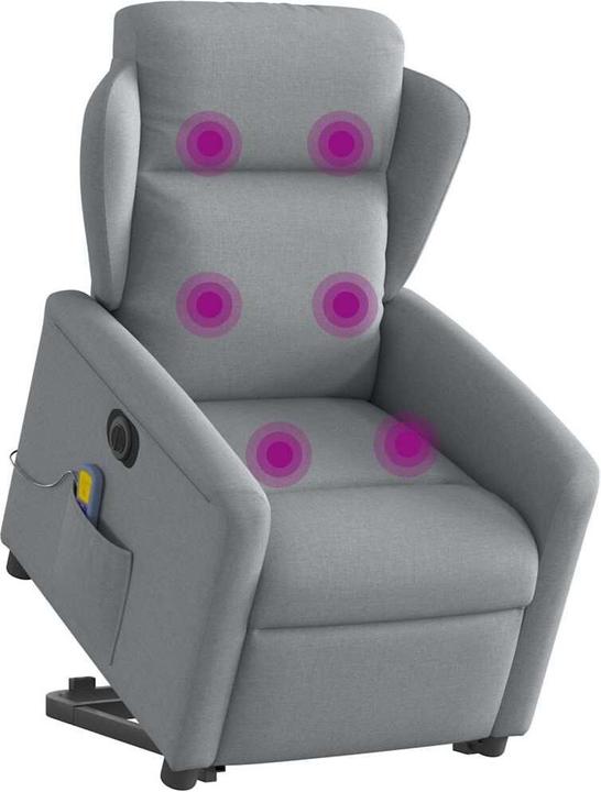 Immagine prodotto vidaXL Poltrona massaggiante elettrica con ausilio per la posizione eretta Tessuto grigio chiaro