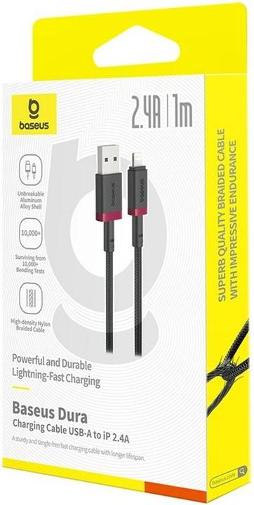 Produktbild Baseus Dura Schnellladekabel Typ A zu IP 2.4A Schwarz Rot (1 m, USB 2.0)