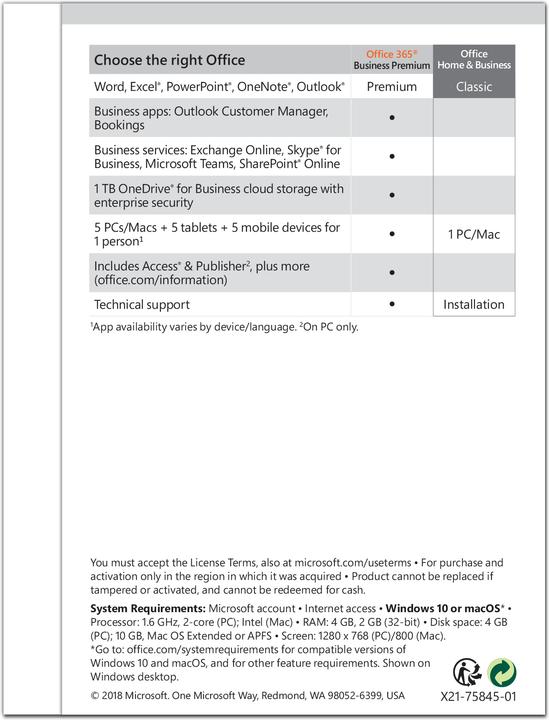 Produktbild Microsoft Office Home & Business 2019 Englisch (1 User, unbegrenzt)