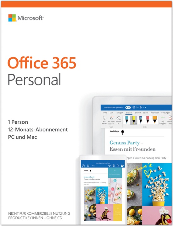 Actual product image Microsoft Office 365 Personal German (1 User, 12 months)