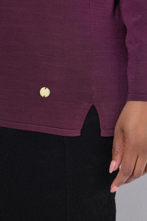 Immagine prodotto Ulla Popken Maglione con fibbia decorativa, sciarpa, scollo a girocollo e maniche lunghe (46, 48)