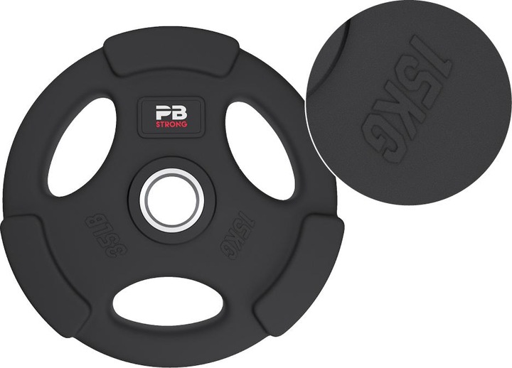 Actual product image Perform Better PB Strong 3-Handle Weight Plate Rubberised Black (pcs) (1 x 15 kg)