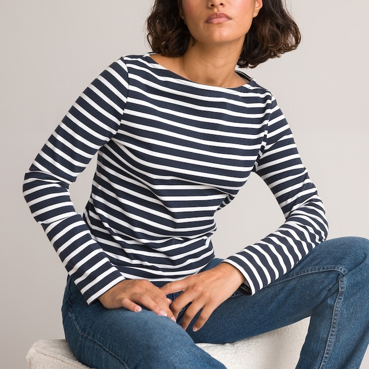 Produktbild La Redoute Collections Langarmshirt mit U-Boot-Ausschnitt und Streifenmuster (S)