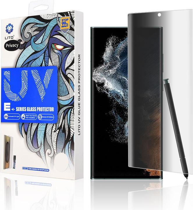 Actual product image Lito - 3D UV Glass - Samsung Galaxy S22 Ultra 5G - PRIVACY (1 Piece, Samsung Galaxy S22 Ultra (5G))