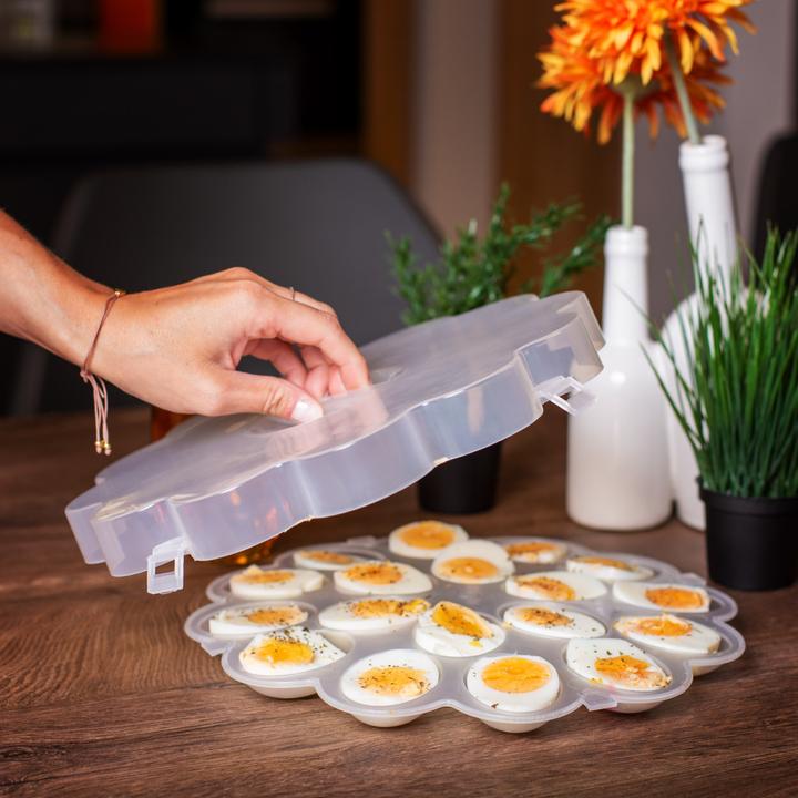 Produktbild UPP Eiertablett mit Deckel Tablett Eier Eierbox Eierteller Eierplatte Servierteller (1x)
