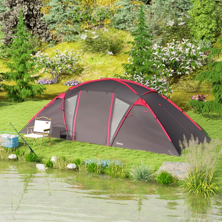 Produktbild Outsunny Campingzelt Polyester, Kunststoff Grau (Tunnelzelt, 6 Personen)