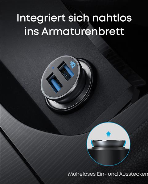 Actual product image Anker 2x USB-A je 12W Cigarette Lighter USB Charger Black