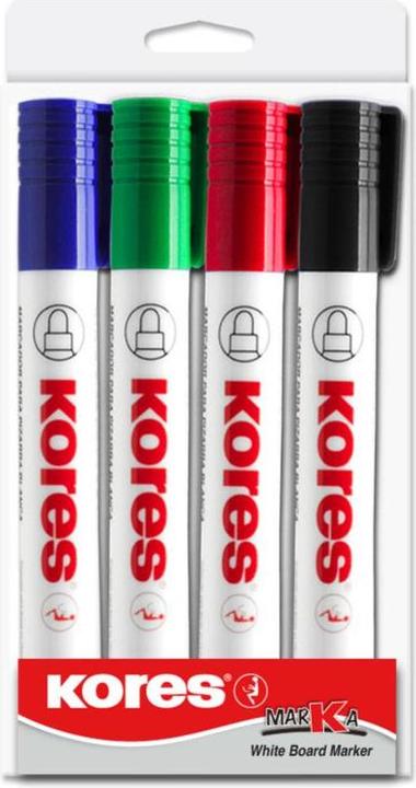 Kores Whiteboard marker, wigvormige punt (4x)