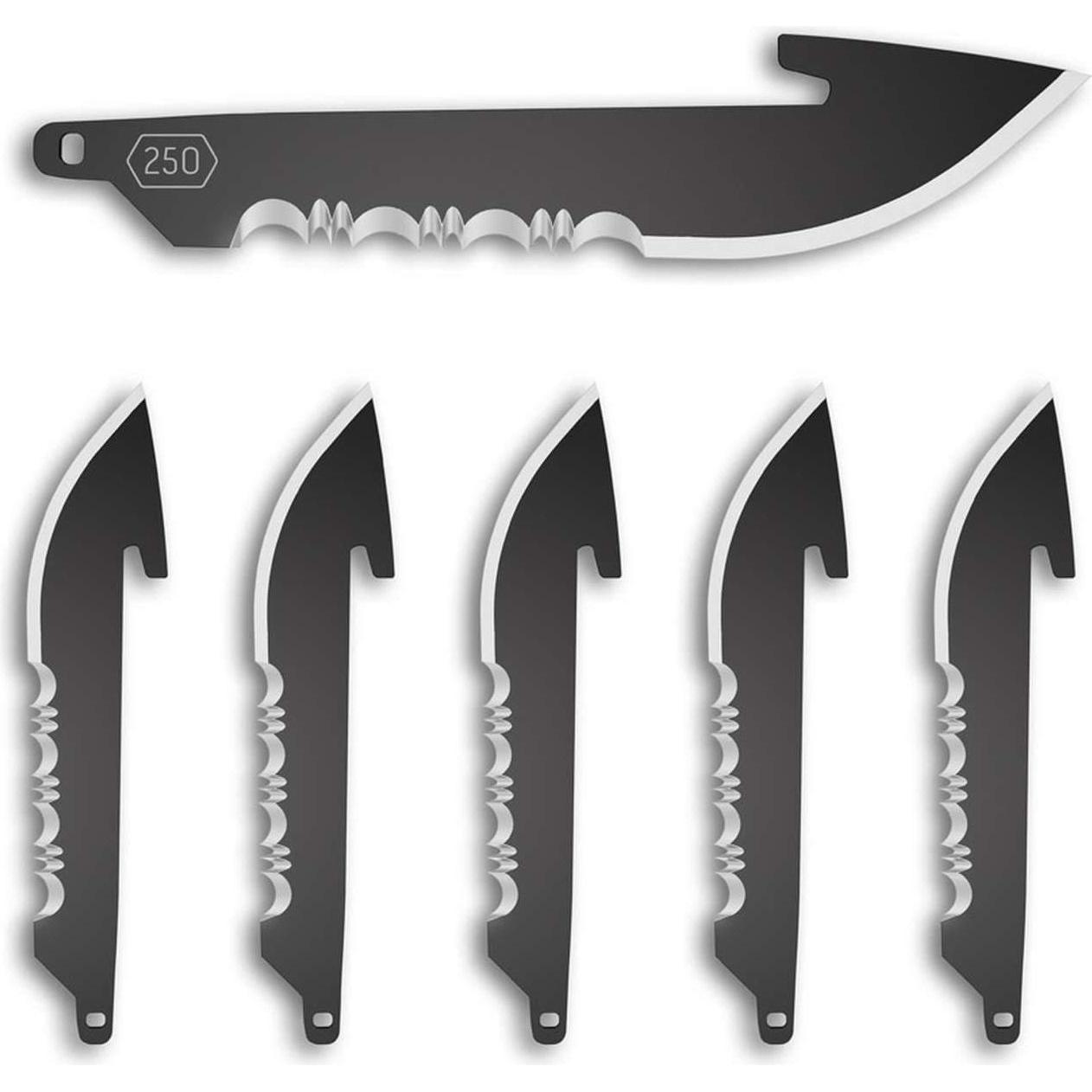 Thumbnail - No Name, Mehrzweckmesser, 6 Klingen Outdor Edge Drop-Point Serr 250 Schwarz (6.40 cm)