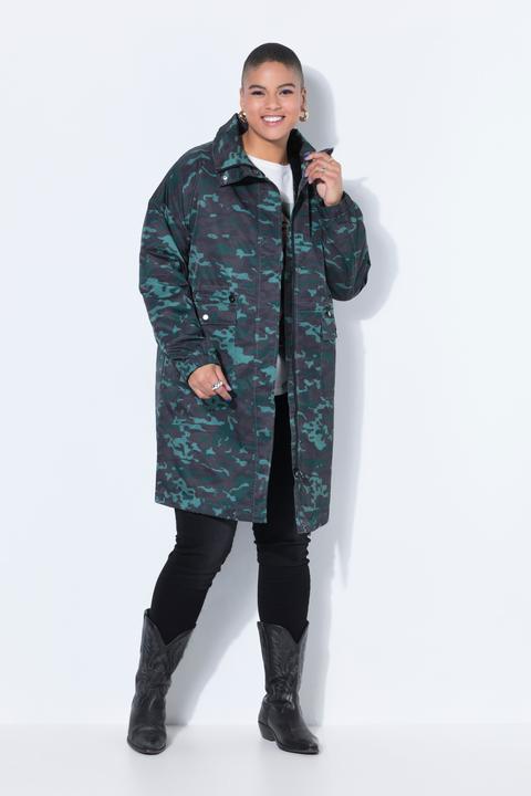 Actual product image Studio Untold Coat, straight shape, camouflage, drawstring waist