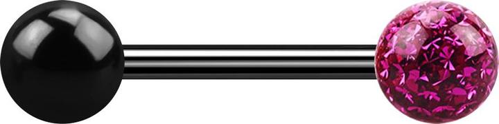 Immagine prodotto Star Piercing Barbell schwarz mit Kugel und Kristallkugel fuchsia Epoxy Schutzschicht (senza ottone, Titanio G23)