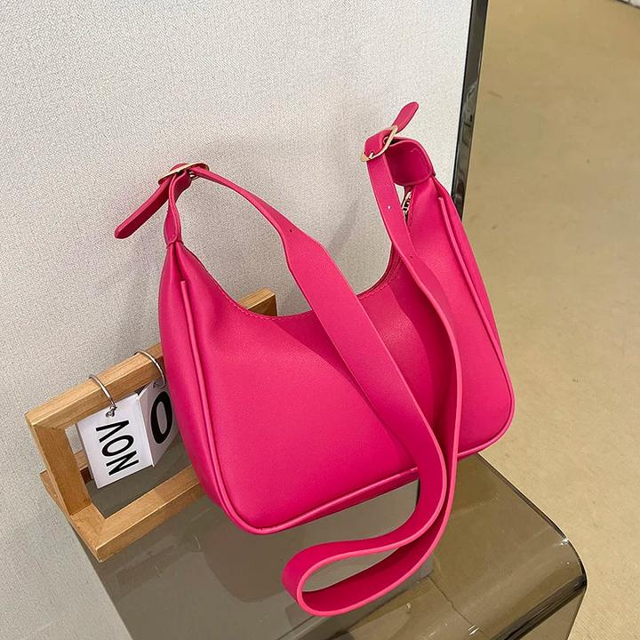 Image du produit Only-Bags.Store Vintage Avant-bras Sacs à bandoulière Style simple Sac Porte-monnaie Couleur solide PU Cuir Aisselle