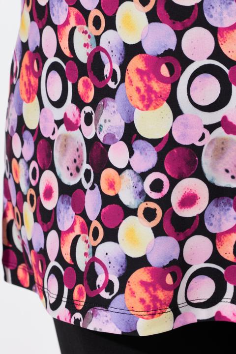 Actual product image Ulla Popken Bubble Print Matte Jersey Round Notch Neck Tunic (68)