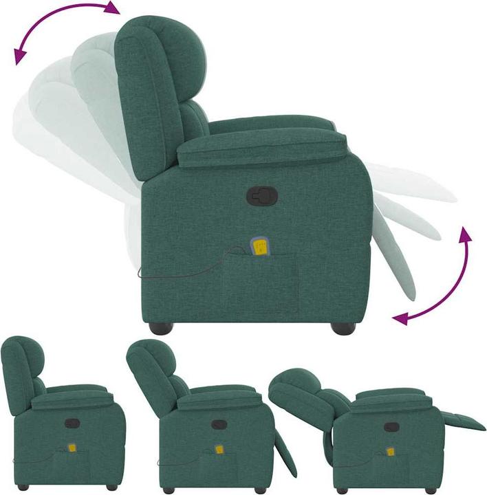 Immagine prodotto vidaXL Poltrona massaggiante Tessuto verde scuro Poltrona massaggiante TV