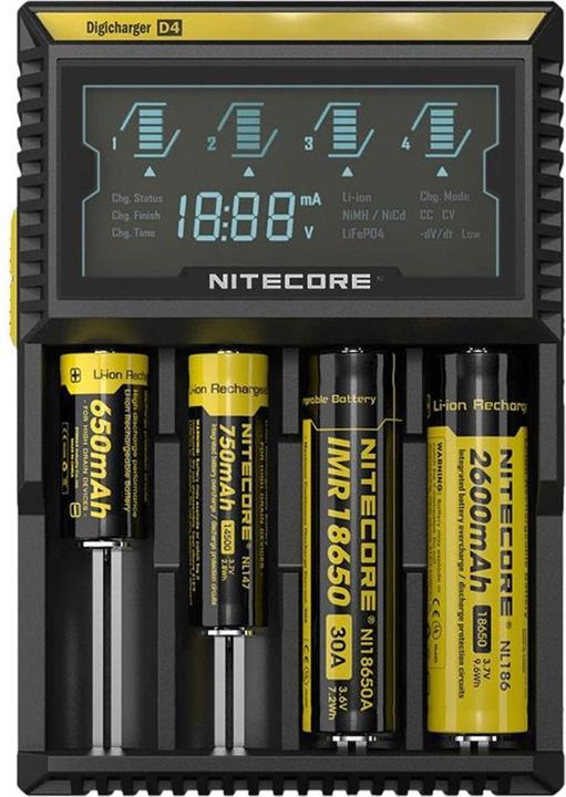 Produktbild Nitecore Digicharger D4EU - EU-Version (1 Stk., C, AAA, AA, RCR123A, Ladegerät ohne Akku)