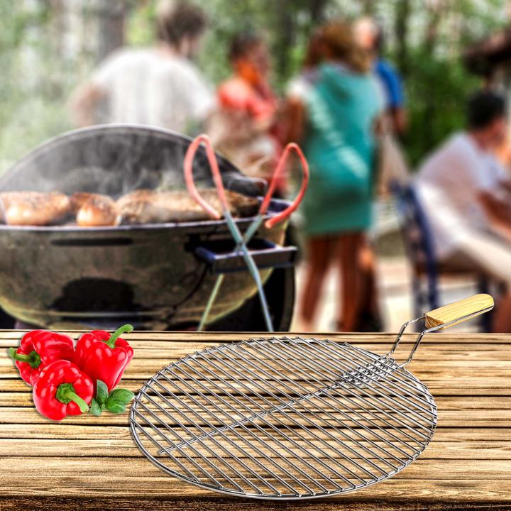 Actual product image Wiltec Round Grill Grate Ø44.5cm of Stainless Steel with Handle as Cooking Grid for Charcoal, Gas BBQ etc.