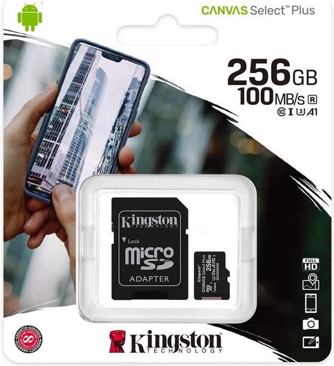 Productafbeelding Kingston Canvas Select Plus (256 GB, microSDXC, U3, UHS-I)