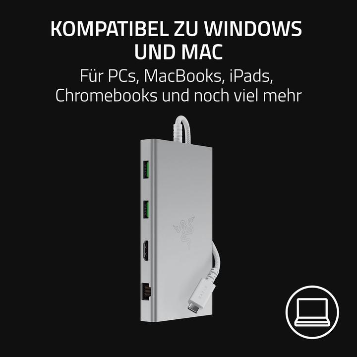 Actual product image Razer USB-C Dock - Mercury Edition (USB-C, 11 ports)