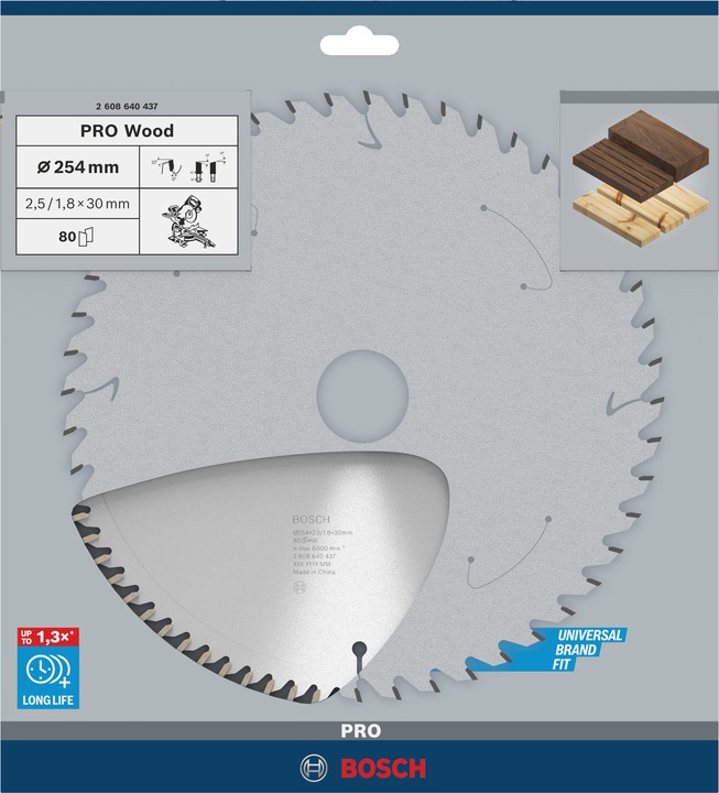 Immagine prodotto Bosch Professional Zubehör Lama per sega circolare PRO Wood, 254 x 2,5 x 30 mm