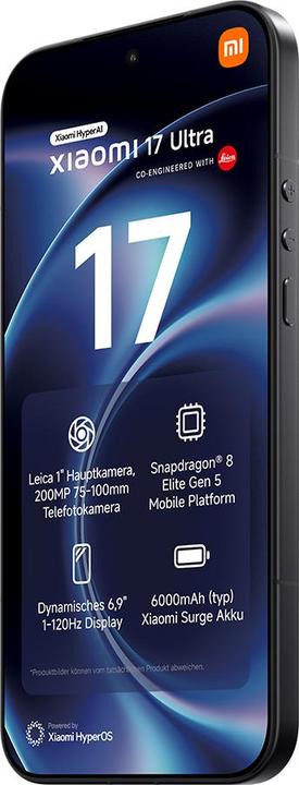 Productafbeelding Xiaomi 17 Ultra (1024 GB, Zwart, 6.90", Dubbele SIM, 5G)