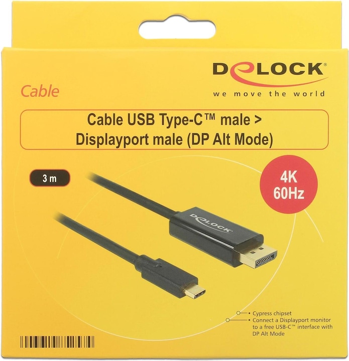 Produktbild Delock USB Typ C — DisplayPort (3 m, DisplayPort, USB Typ C)