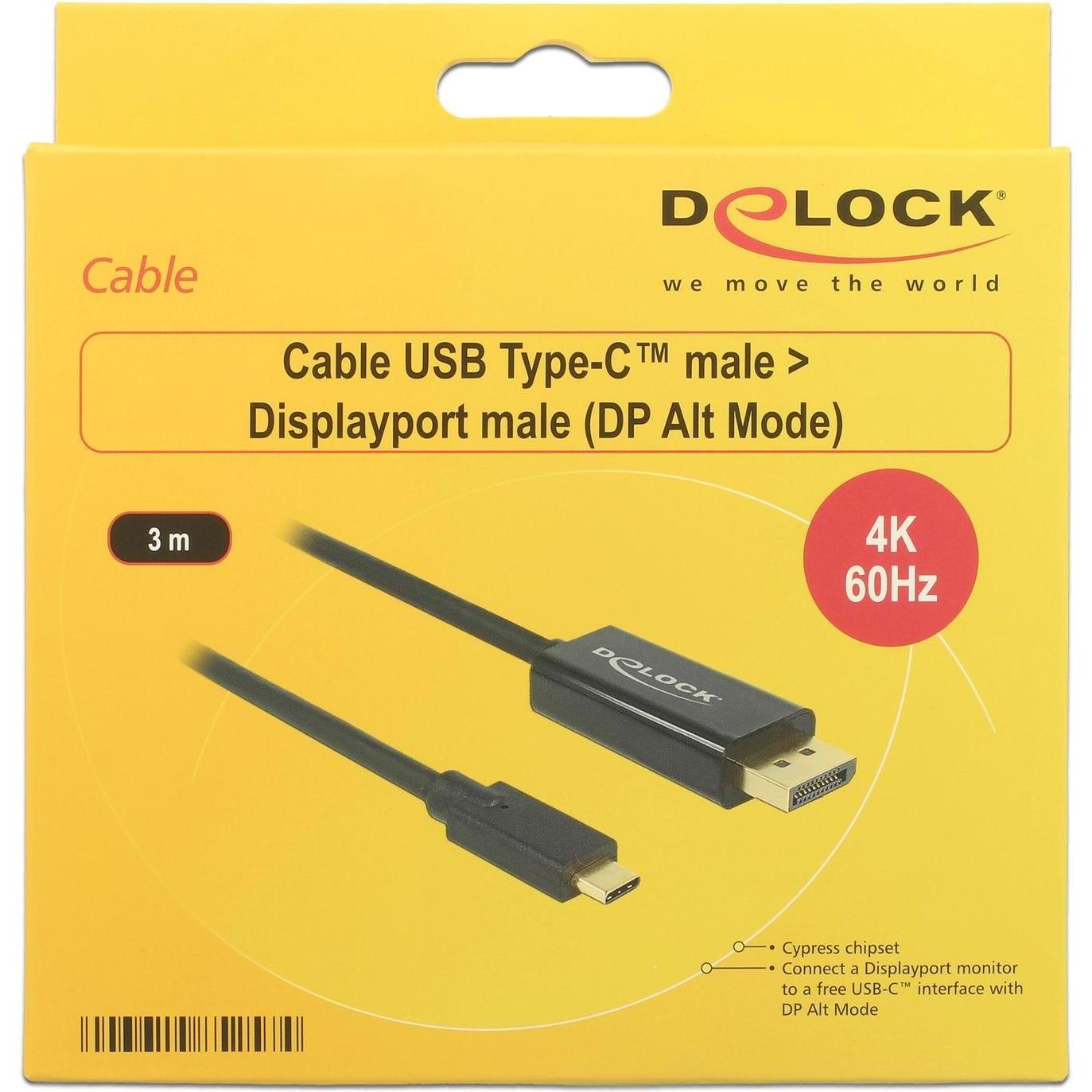 Thumbnail - Delock USB Typ C — DisplayPort (3 m, DisplayPort, USB Typ C), Video Kabel