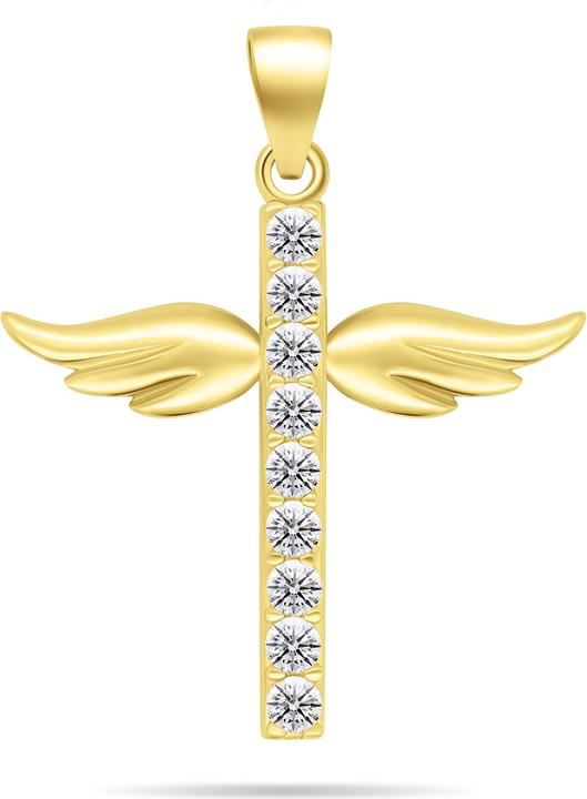 Produktbild Brilio Silver - Charming gold-plated pendant with zircons Angel cross PT67Y