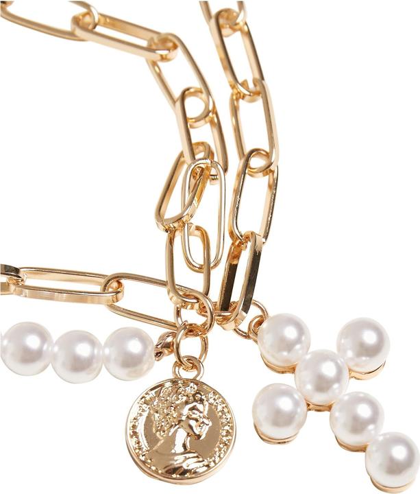 Produktbild Urban Classics Pearl Cross Layering Necklace (Array, 40% Zink Legierung, ABS, Oberstoff 1: 60% Thermoplastisches Polyurethan)