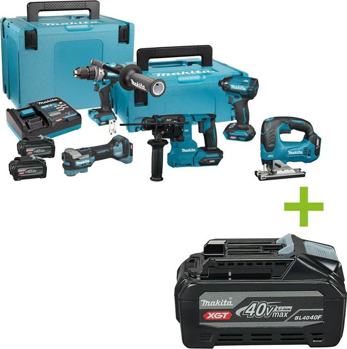 Makita DK402NX 40V Max Li-ion accu 5-Delige combiset (2x 4.0Ah accu) in Mbox