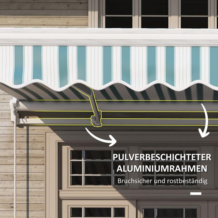 Produktbild Swisshandel24 Gelenkarmmarkise 4m mit Handkurbel Alu Weiss+Grün 395x245 cm (2.45 m)