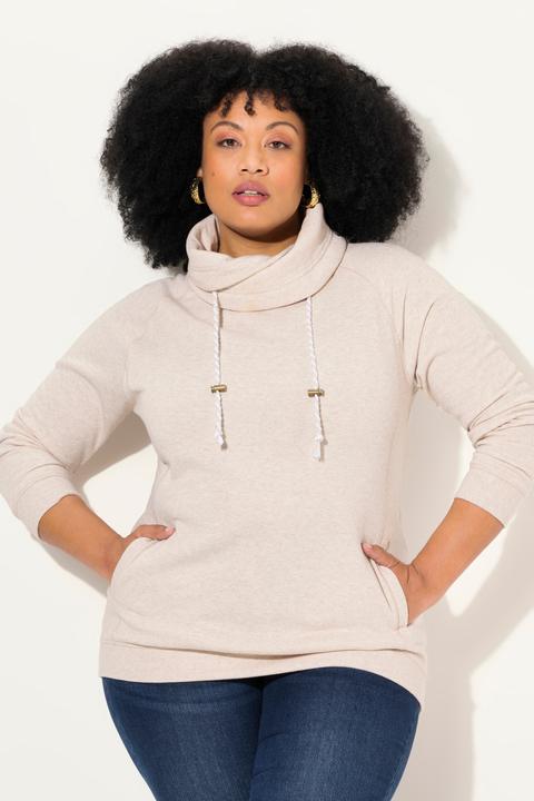 Actual product image Ulla Popken Drawstring Collar Long Sleeve Sweatshirt (46, 48)