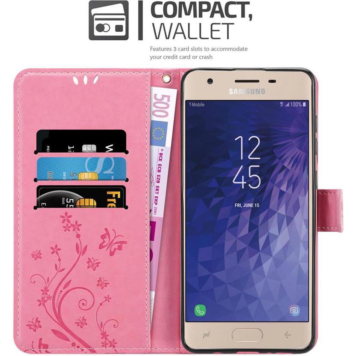 Thumbnail - Cadorabo Flower Book Cover (Samsung Galaxy J3 (2018)), Smartphone Hülle, Rosa