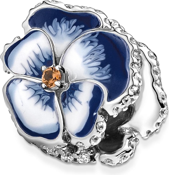 Pandora Charm blaue Stiefmütterchenblüte (0.86 cm, Silber 925)