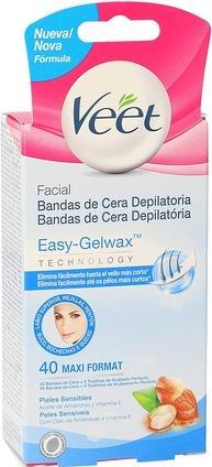Actual product image Veet Easy Gelwax Facial Bands Depilatory Wax 40 Strips (40 ml, 1 x, 30 g)