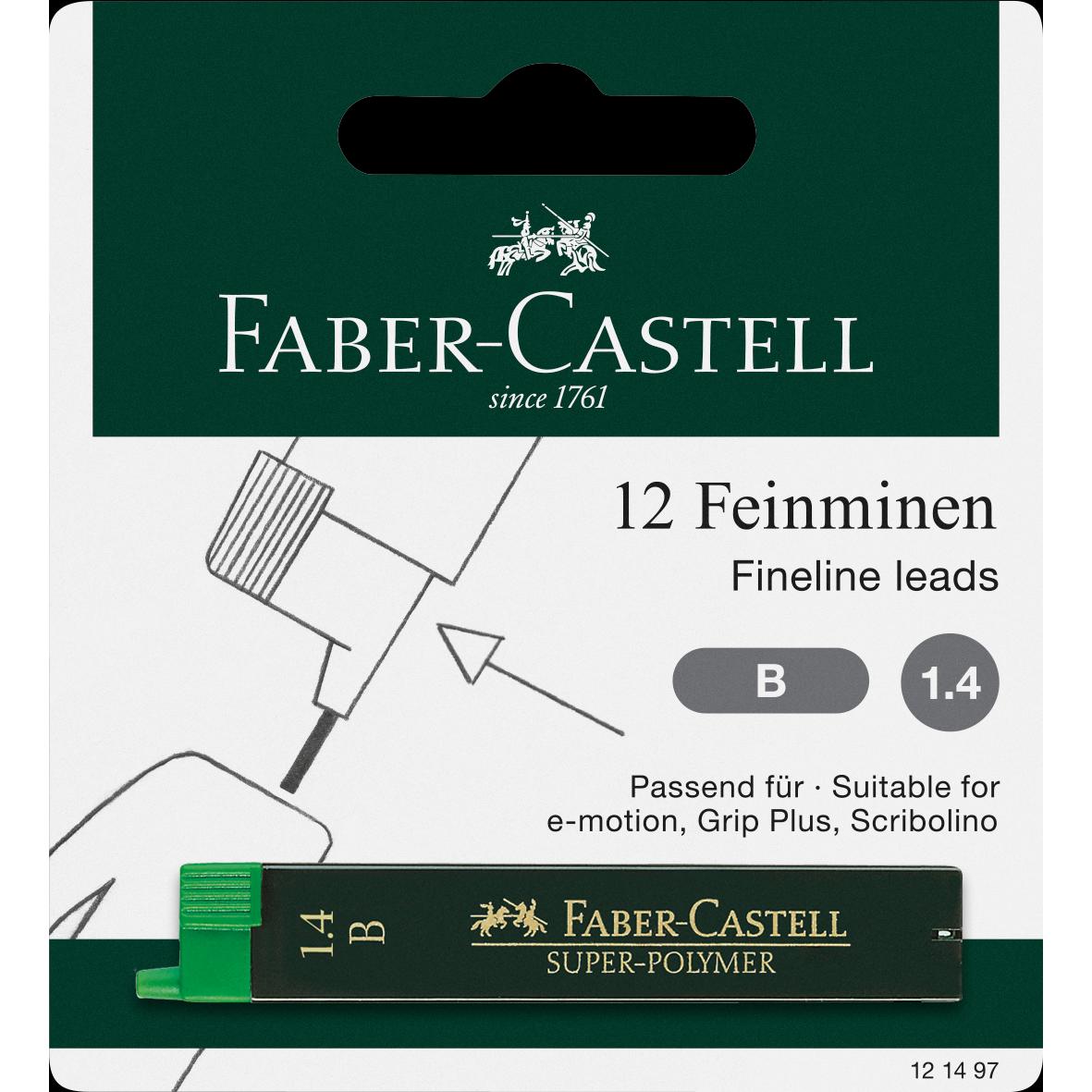 Thumbnail - Faber-Castell, Ersatzpatrone, Schreibmine Feinmine Super Polymer 1.4 mm, Schwarz (Ersatzmine, Schwarz, 1.40 mm)