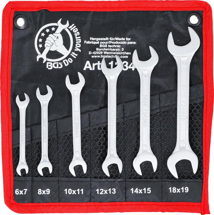 BGS Double Open End Spanner Set 6 x 7 - 18 x 19 mm 6 pcs.