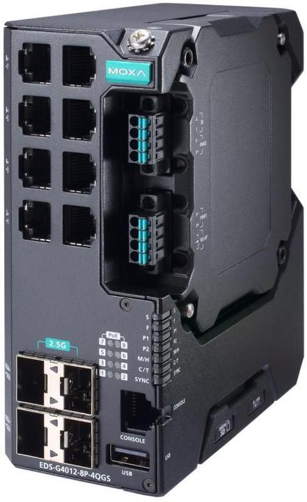Actual product image Moxa EDS-G4012-8P-4QGS-LVB (8 ports)